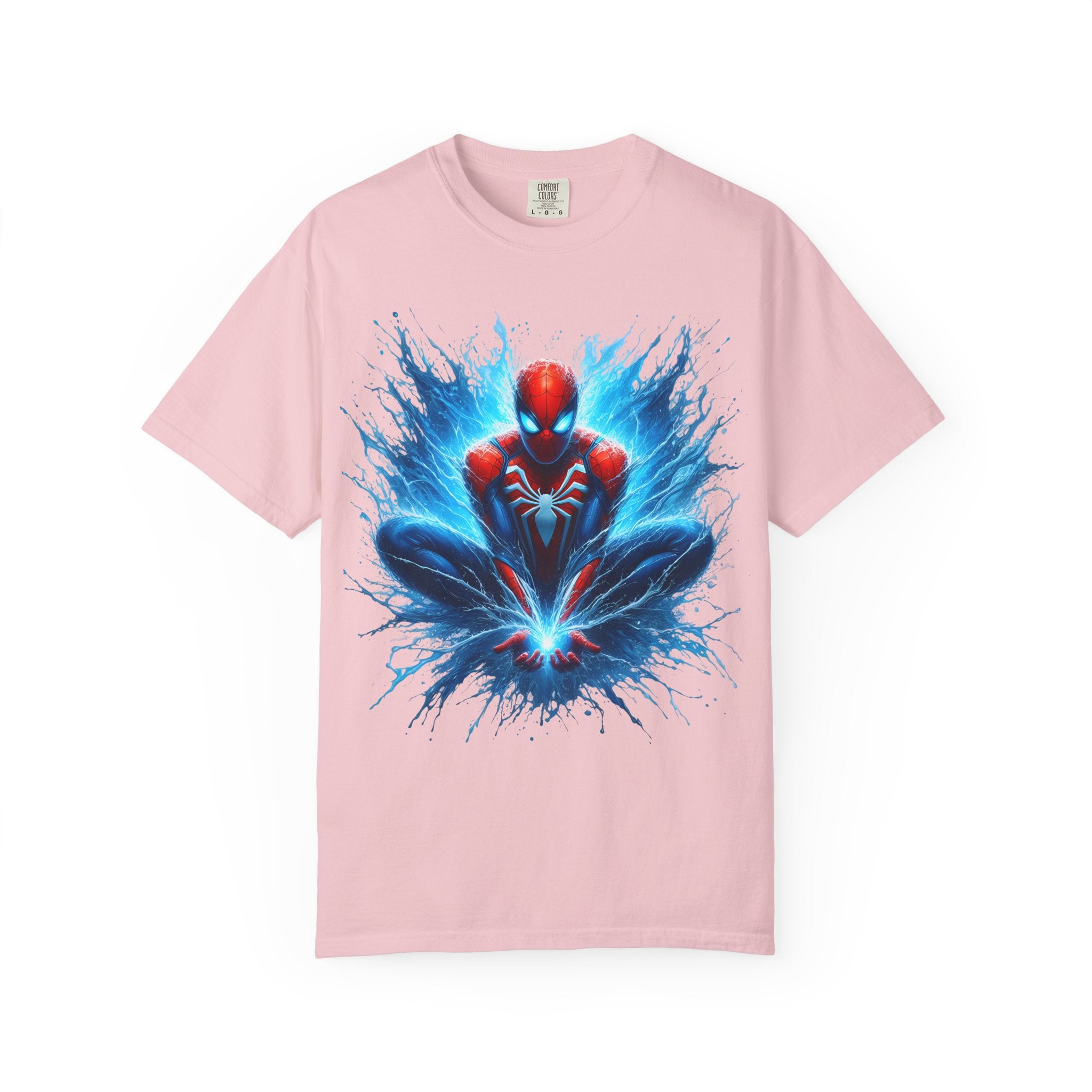 Spider Hero Graphic T Shirt Dynamic Blue Splash Superhero Tee