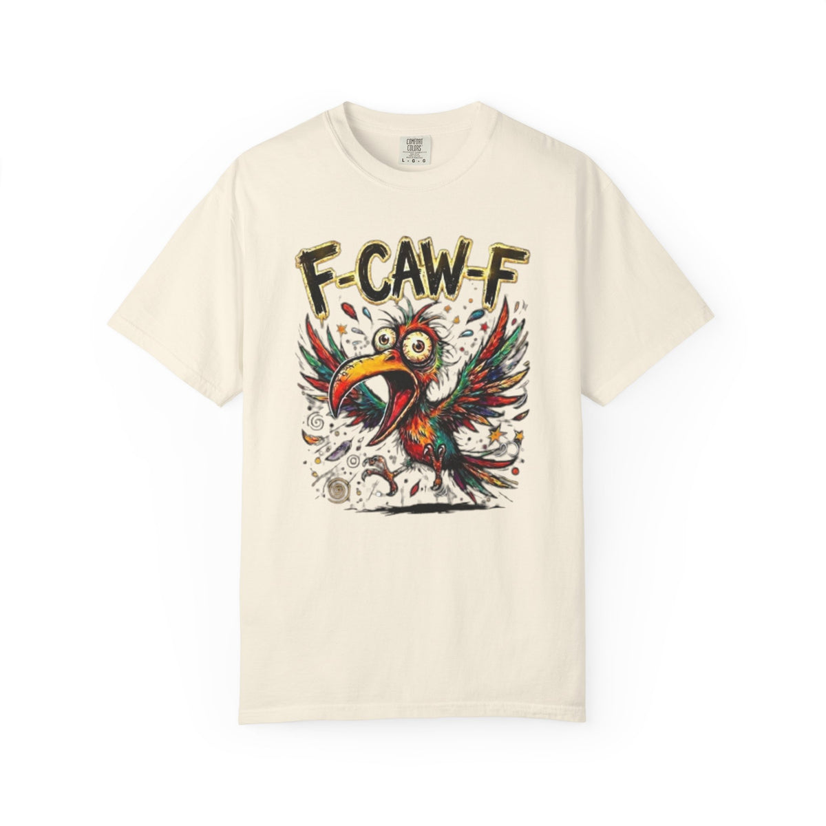 F-CAW-F Cartoon Parrot T-Shirt Colorful Tropical Bird Graphic Tee