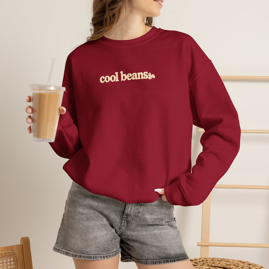 cool beans text Crewneck Sweatshirt | minimalist typography, black sweatshirt