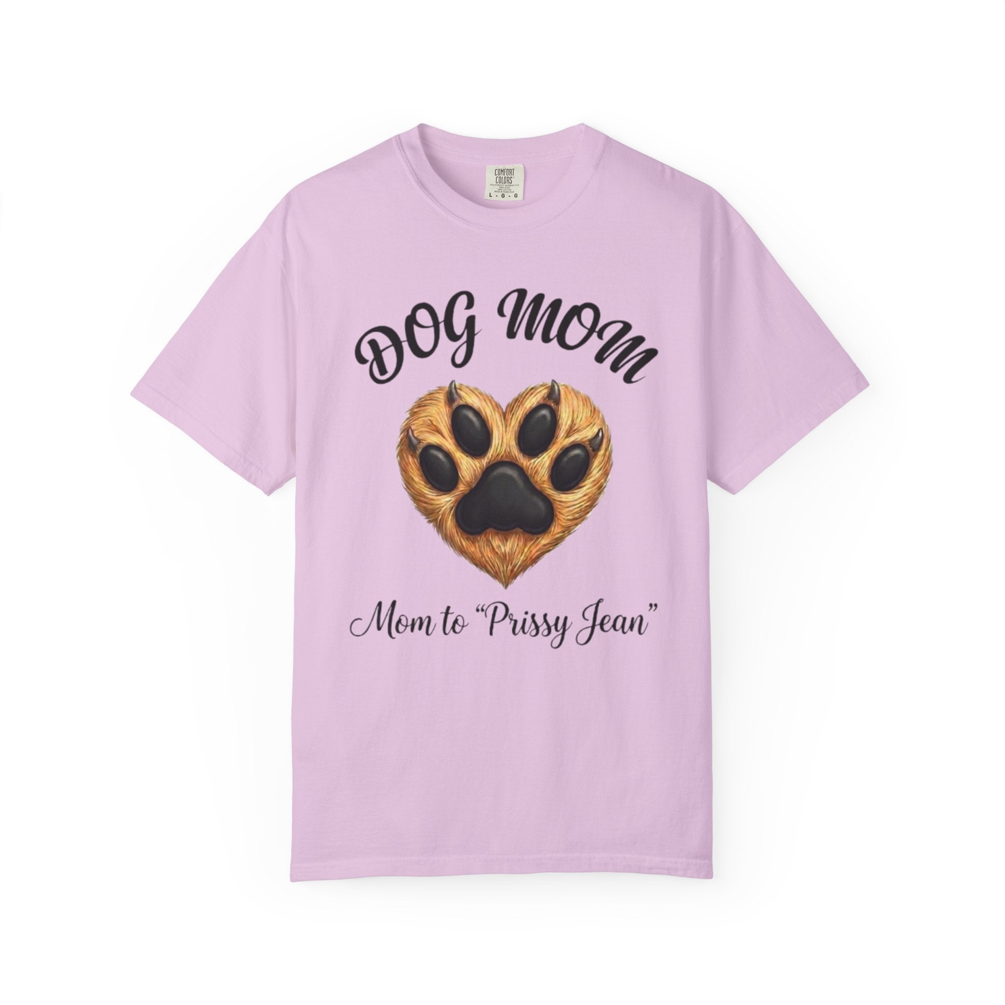 Dog Mom T-Shirt Heart Paw Print Mom to your DOGS name Pet Lover Tee