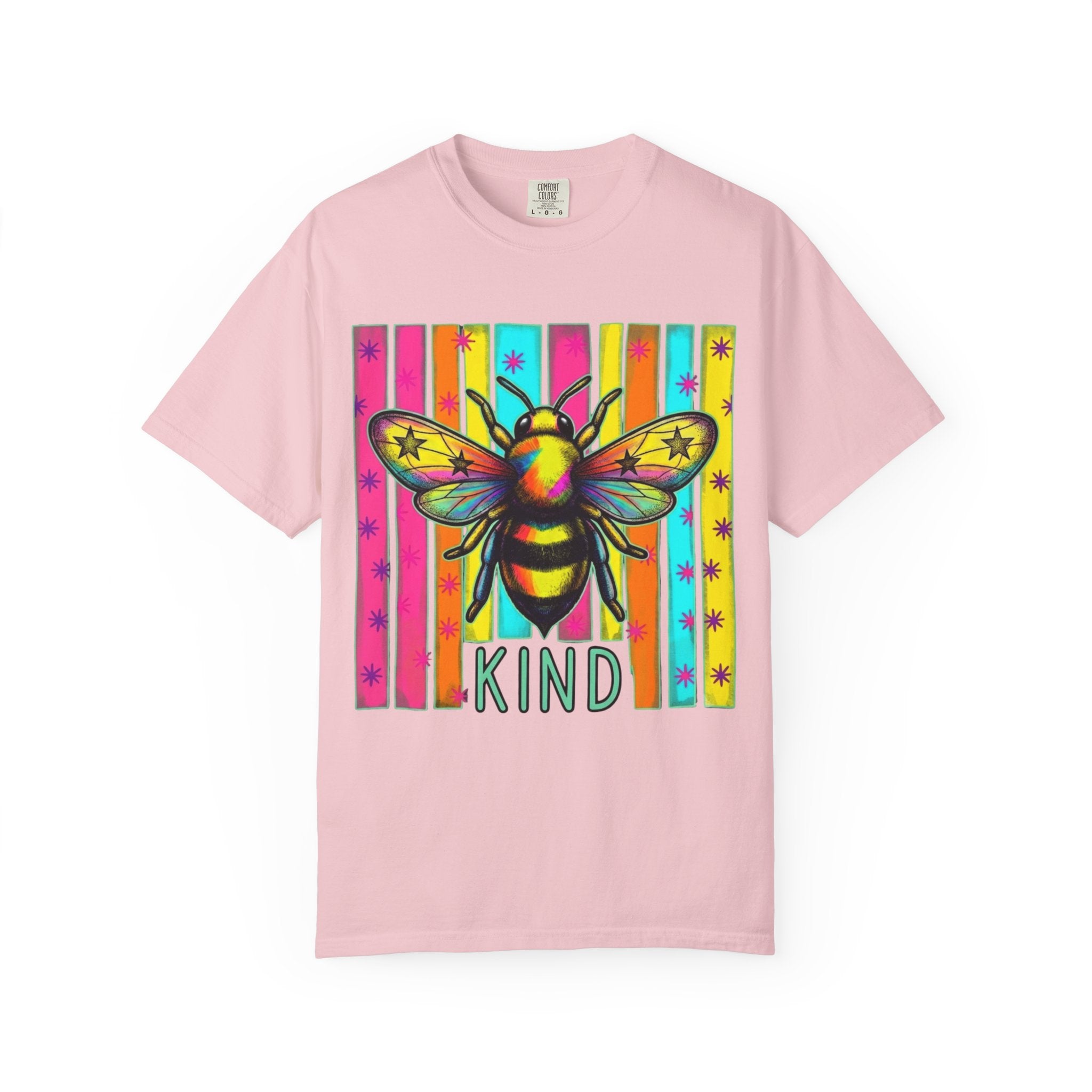 Bee Kind T Shirt Colorful Retro Striped Graphic Tee