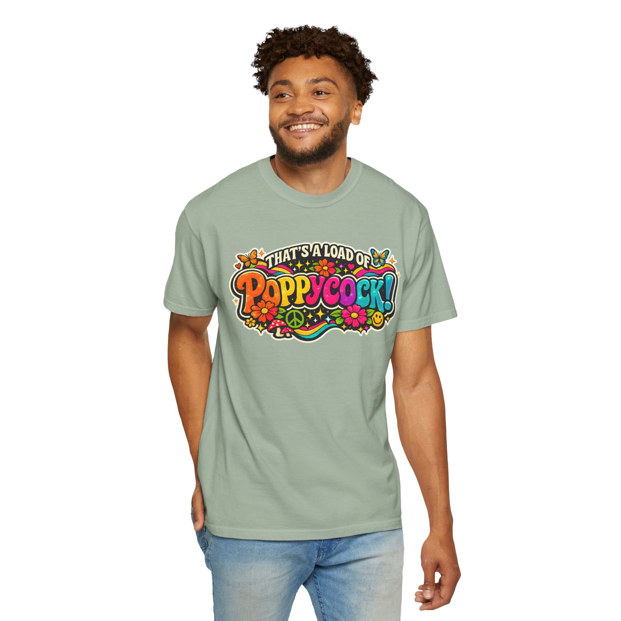 Poppycock Retro Hippie T Shirt  That’s a Load of Poppycock Colorful Vintage Floral Tee