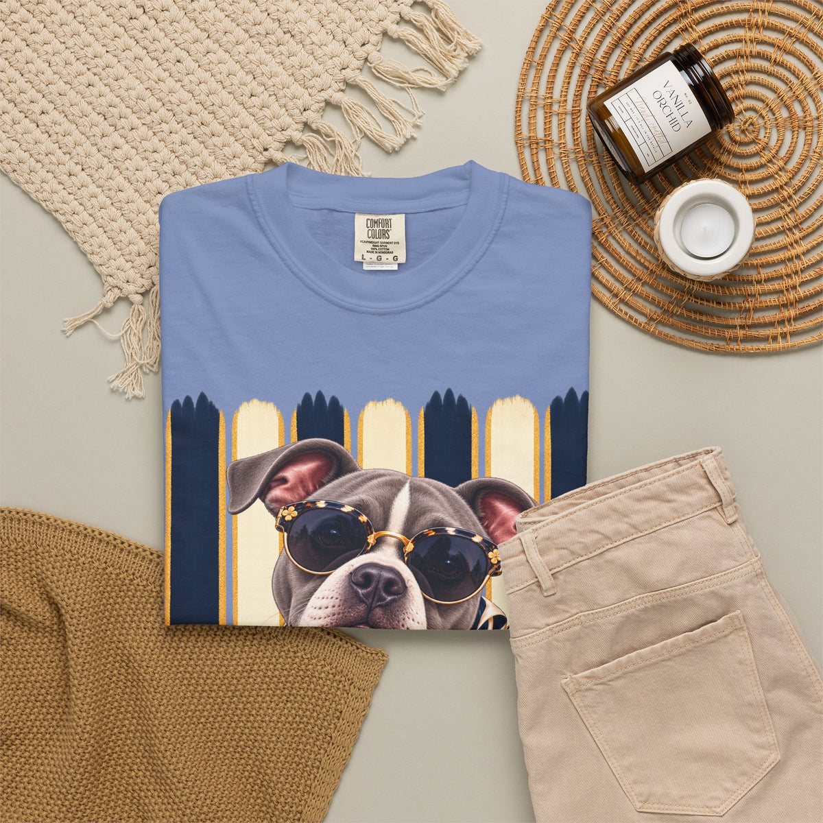 Pitbull Mom Shirt, Blue Gray Pit Bull Comfort Colors Tee, Chic Dog Lover Gift, Boutique Pet Graphic T-Shirt, Artsy Pet Lovers Collection