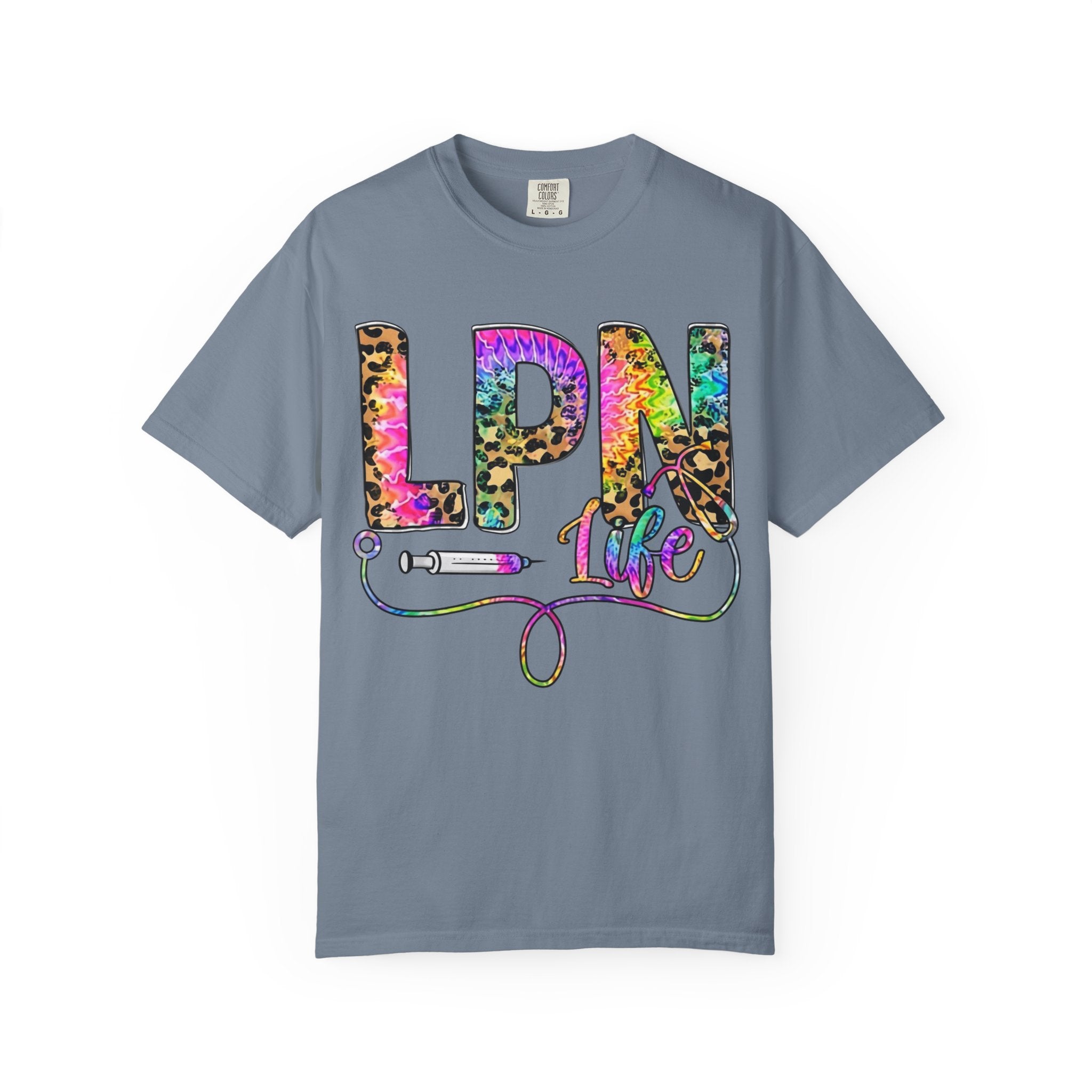 LPN Life T Shirt Colorful Leopard Stethoscope Nursing Tee