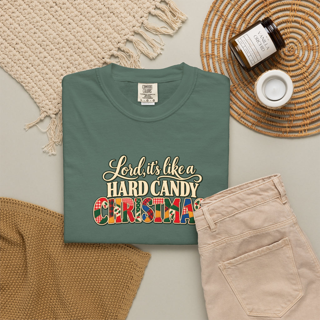 Hard Candy Christmas Shirt, Vintage Patchwork Christmas Tee, Retro Country Holiday Shirt, Coordinating Couple Christmas Shirts