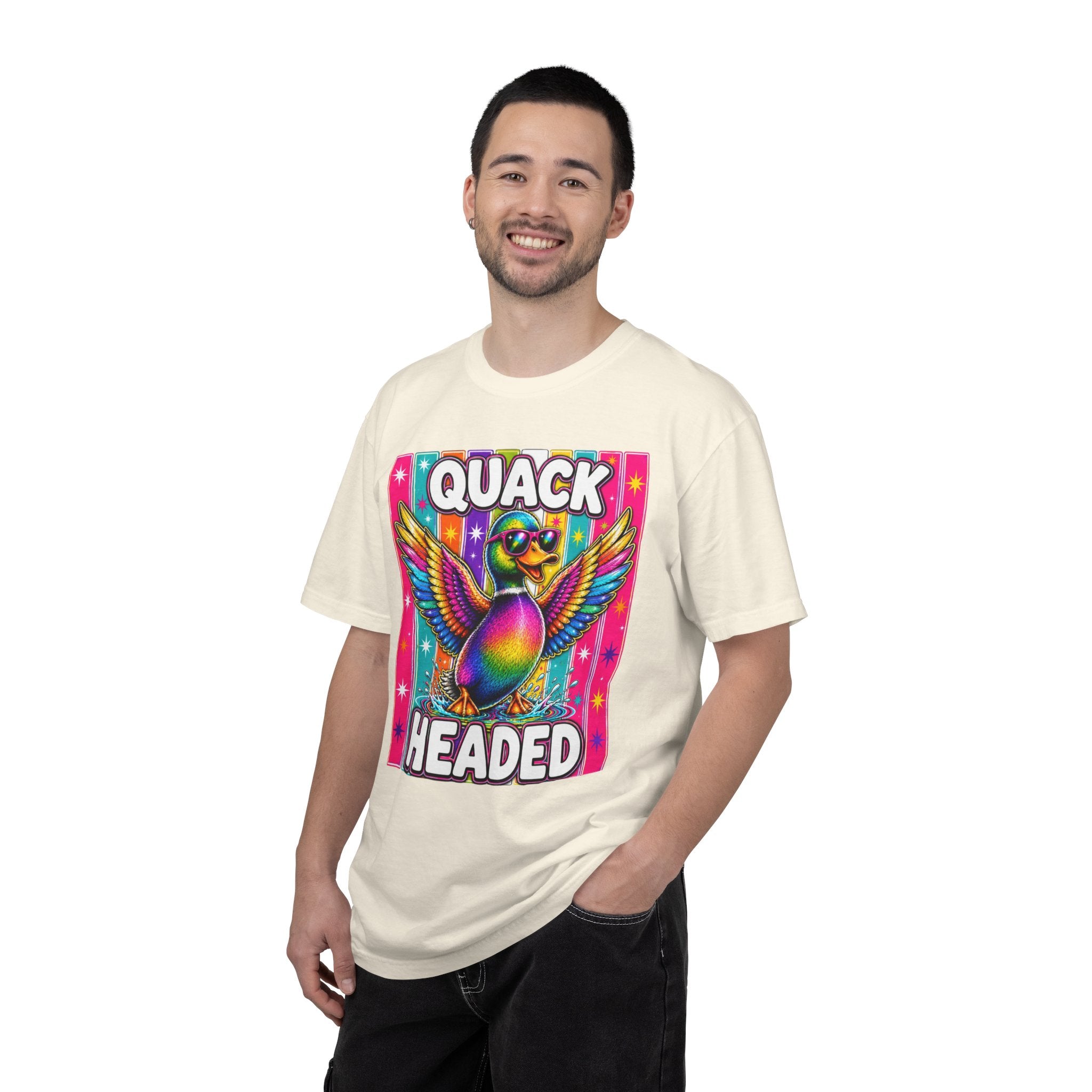 Quack Headed Duck T Shirt Vibrant Retro Rainbow Duck Graphic Tee