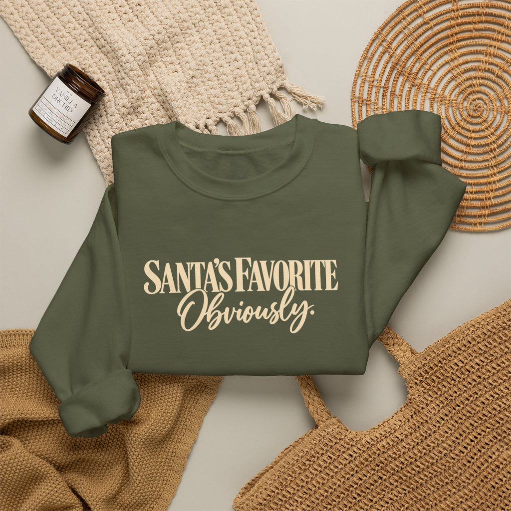 Santas Favorite Crewneck Sweatshirt Santas Favorite Obviously Holiday Sweater