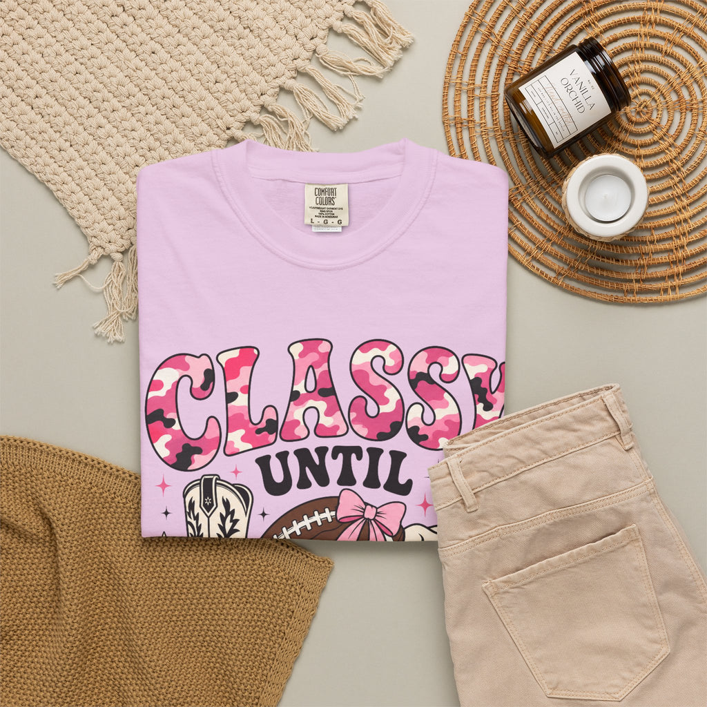 Classy Until Kickoff Football T Shirt Retro Cowgirl Game Day Tee