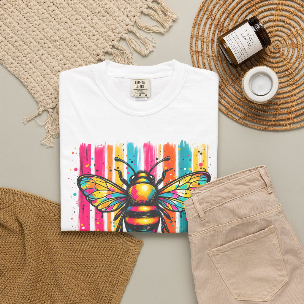 Bee Kind T Shirt Colorful Retro Striped Graphic Tee