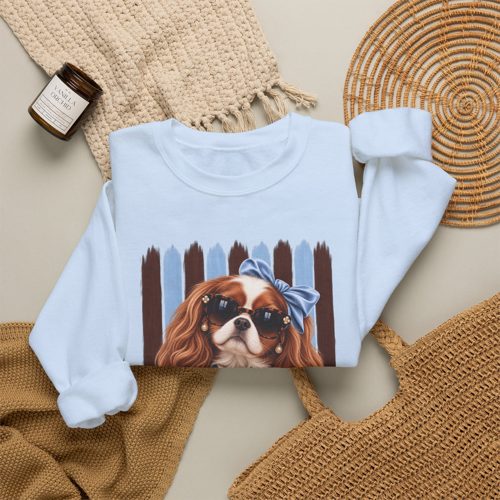 Cavalier King Charles Spaniel Sweatshirt, Cavalier Mom Gift, Unique Dog Lover Sweater, Artsy Boutique Dog Apparel, Original Pet Lover Gift