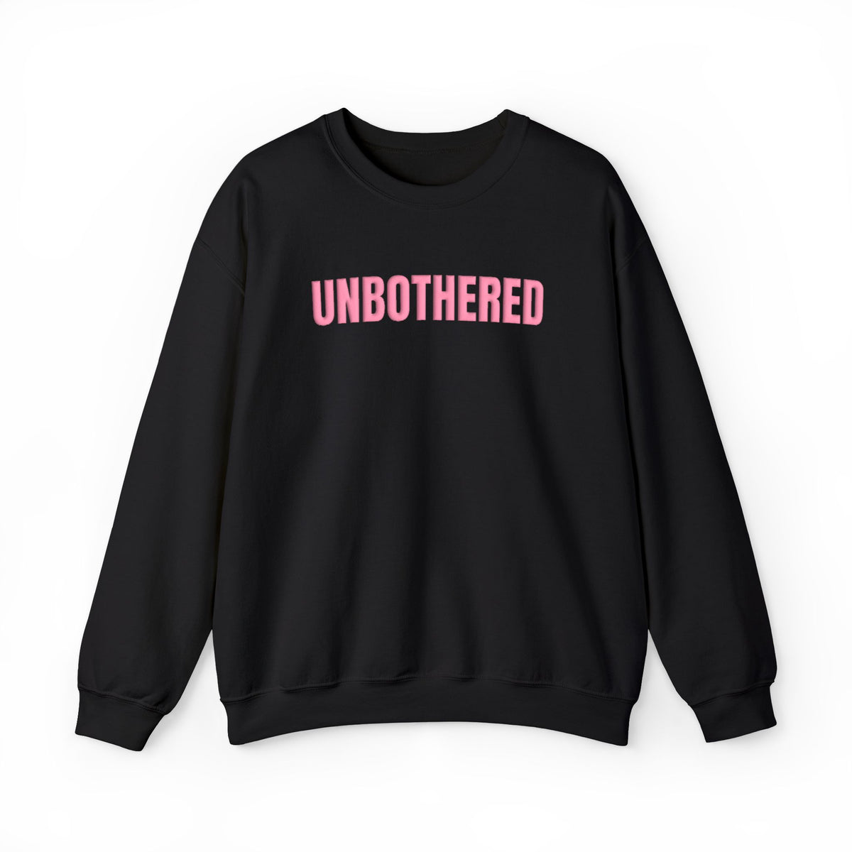 UNBOTHERED Puff Print Sweatshirt, Pink Raised Letter Crewneck, Trendy Graphic Sweatshirt, Cozy Oversized Pullover, Gift for Her