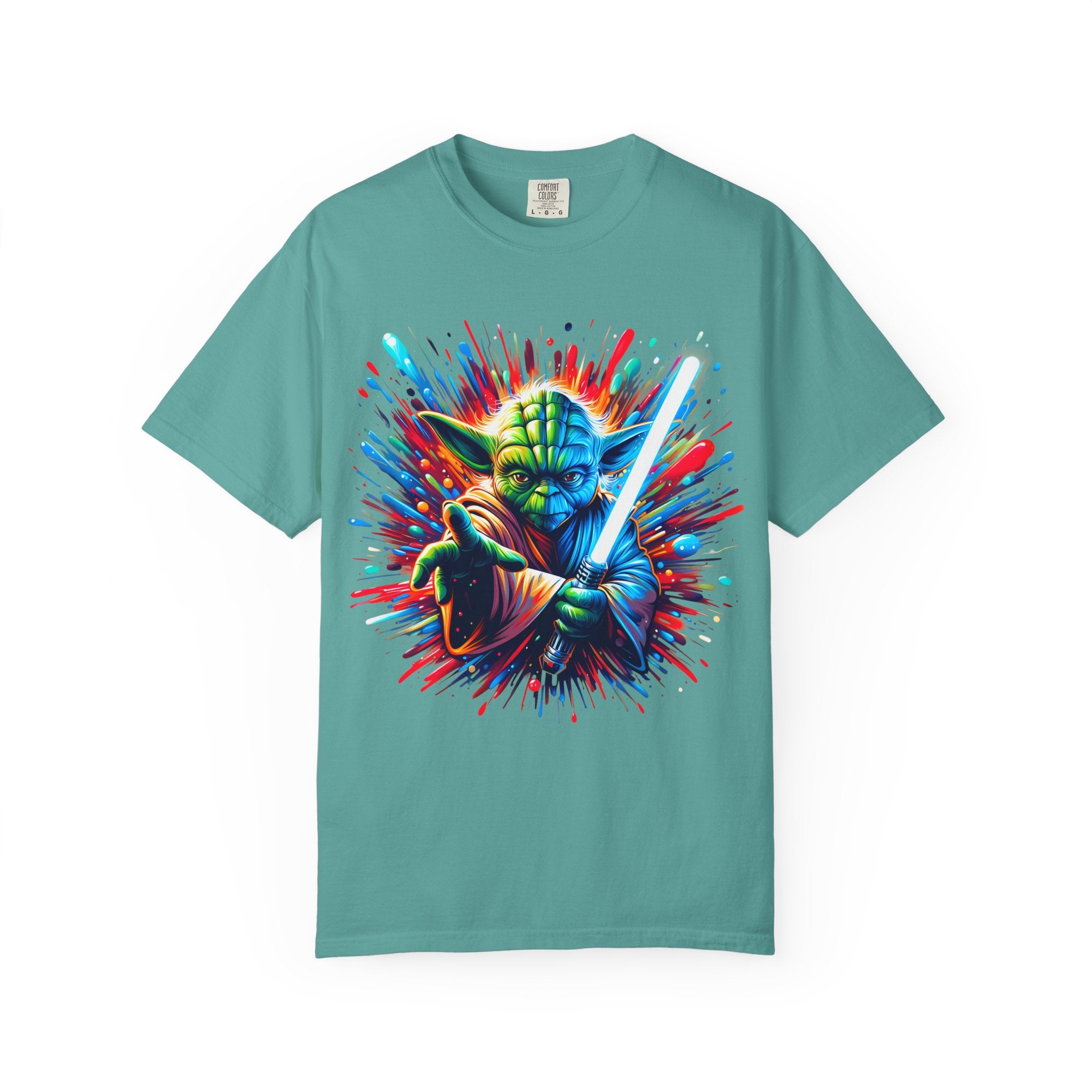 Yoda Neon Splash T Shirt Colorful Jedi Lightsaber Tee