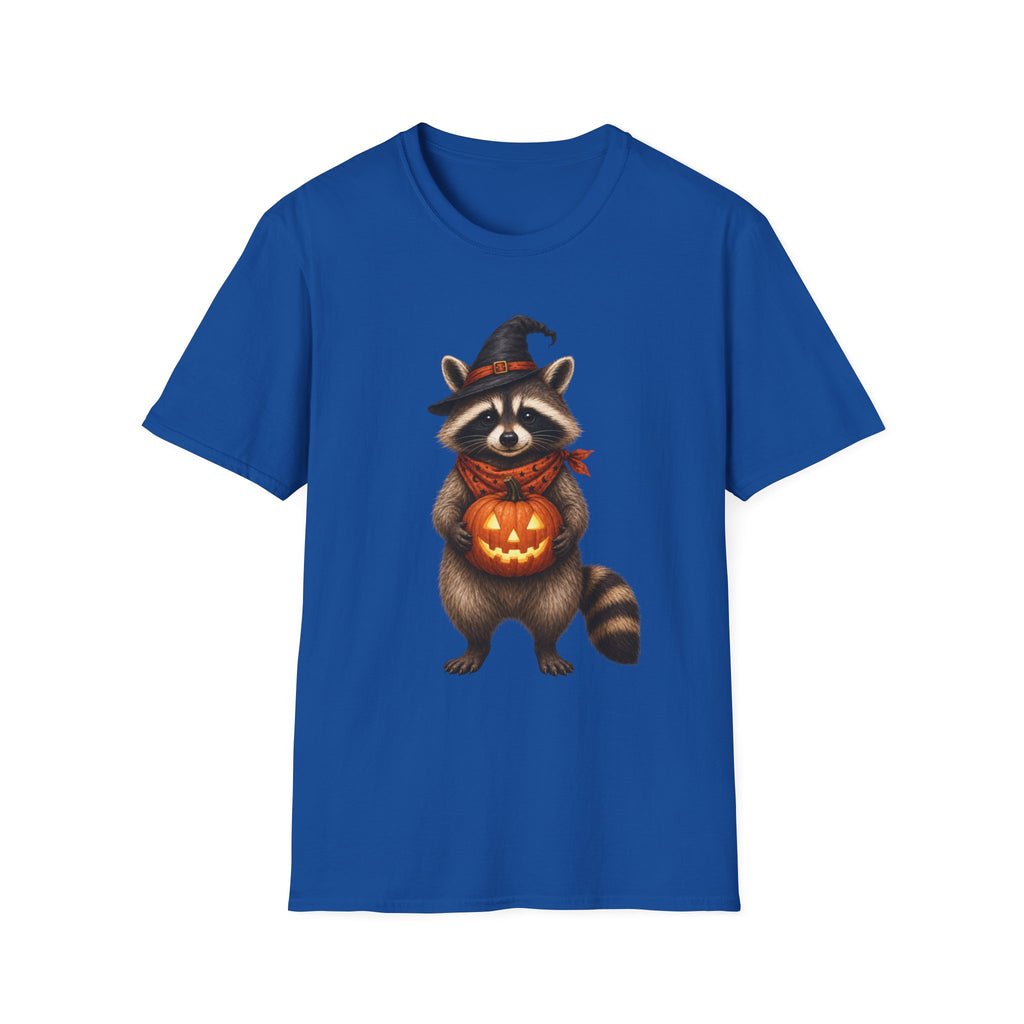 Raccoon Witch Halloween T Shirt Cute Pumpkin Trick-or-Treat Tee