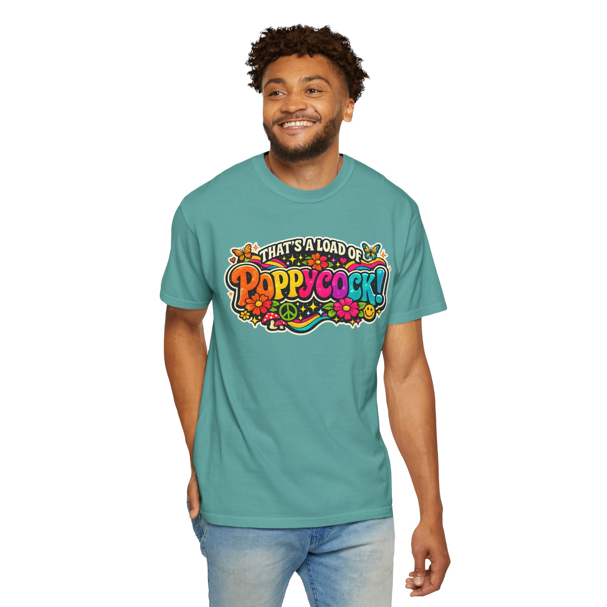 Poppycock Retro Hippie T Shirt  That’s a Load of Poppycock Colorful Vintage Floral Tee