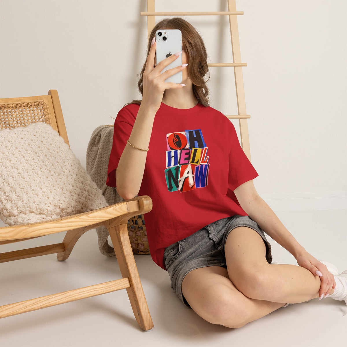 Oh Hell Naw Graphic Tee Colorful Retro Statement Shirt