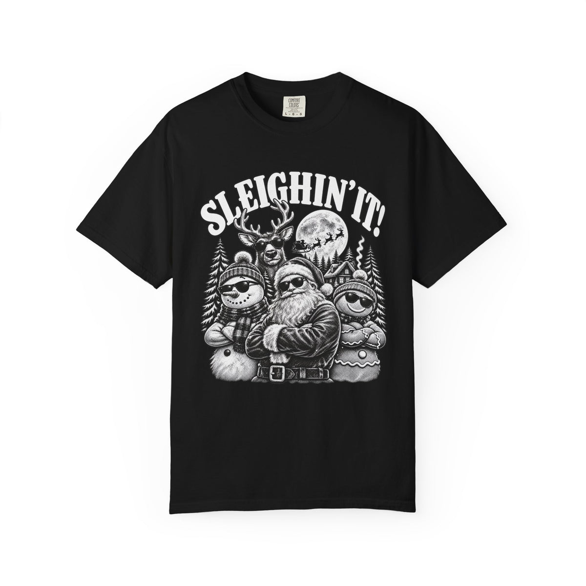 Sleighin It Funny Christmas Shirt, Vintage Santa Graphic Tee, Retro Christmas T-Shirt, Funny Holiday Shirt, Christmas Gift for Men Women