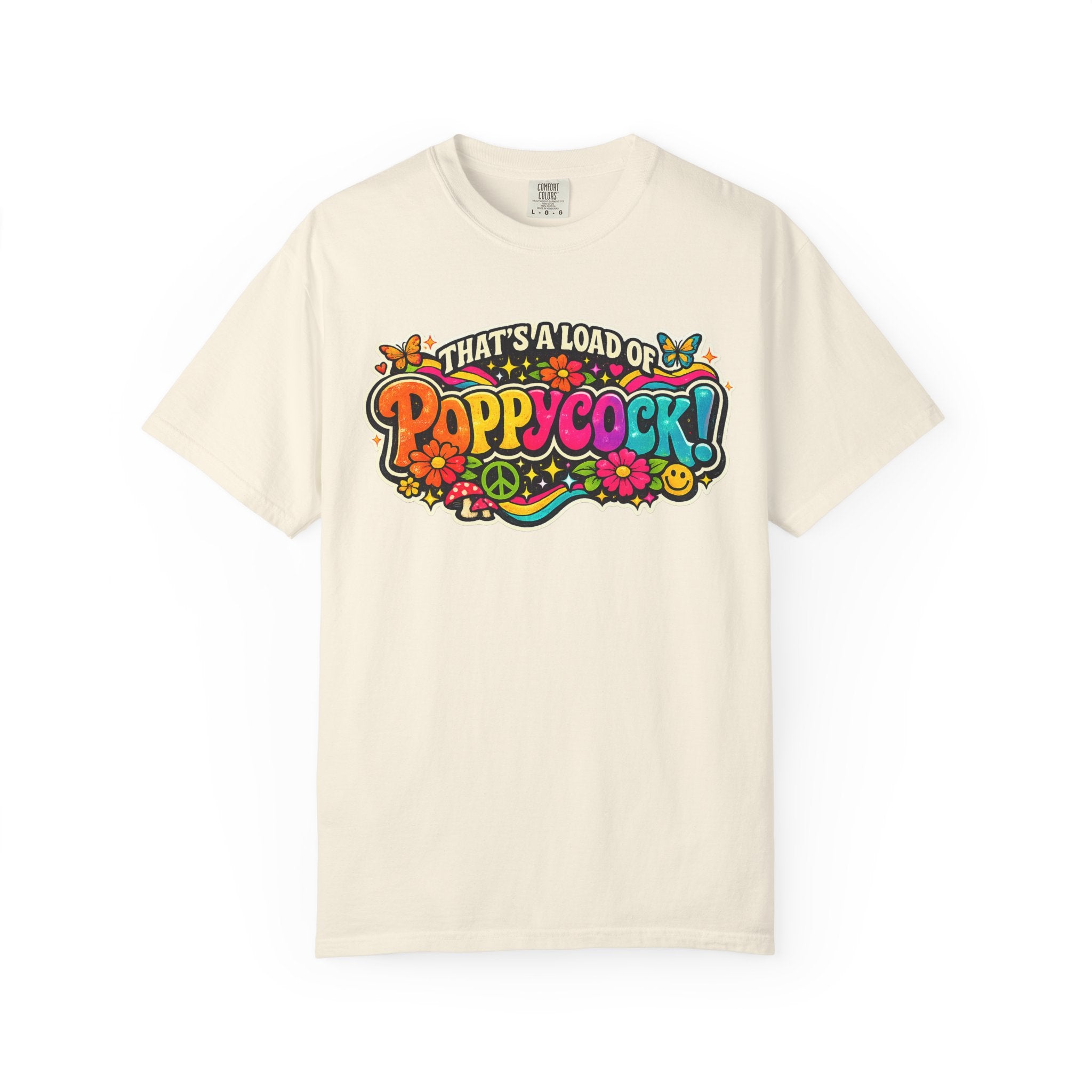 Poppycock Retro Hippie T Shirt  That’s a Load of Poppycock Colorful Vintage Floral Tee