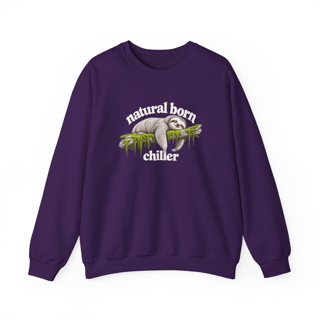 Natural Born Chiller Sloth Sweatshirt, Funny Sloth Crewneck, Cute Animal Sweater, Cozy Introvert Gift, Vintage Sloth Lover Shirt