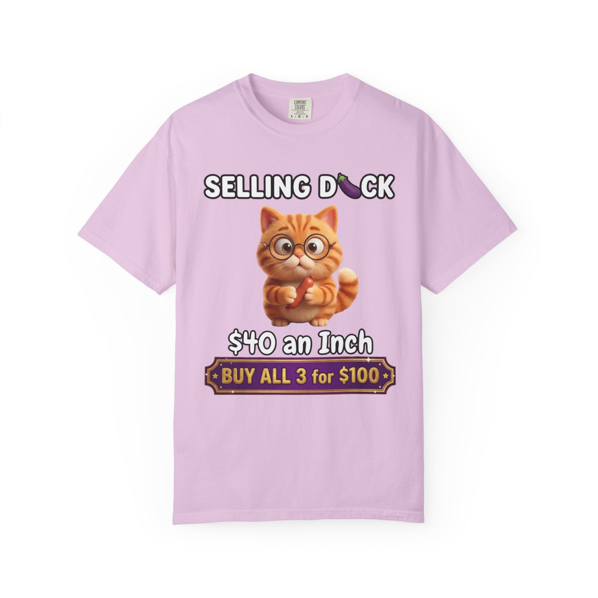 Funny Cat Graphic T-Shirt  Selling D ck Novelty Tee with Cute Kitten 40 an Inch Slogan