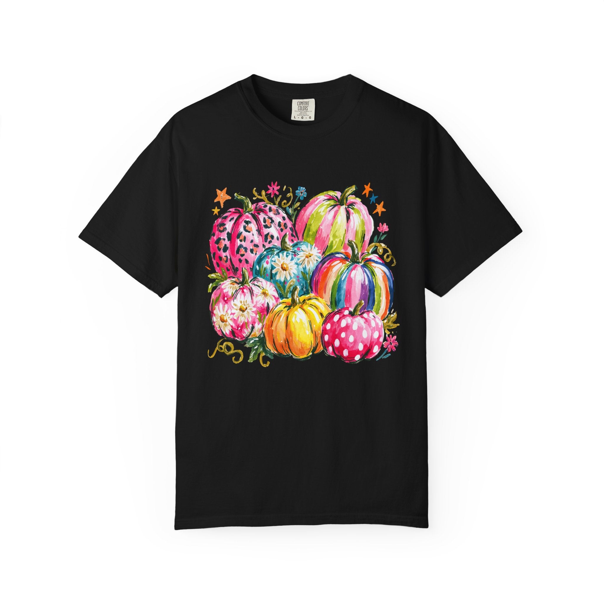 Watercolor Rainbow Pumpkins T Shirt Colorful Fall Harvest Tee