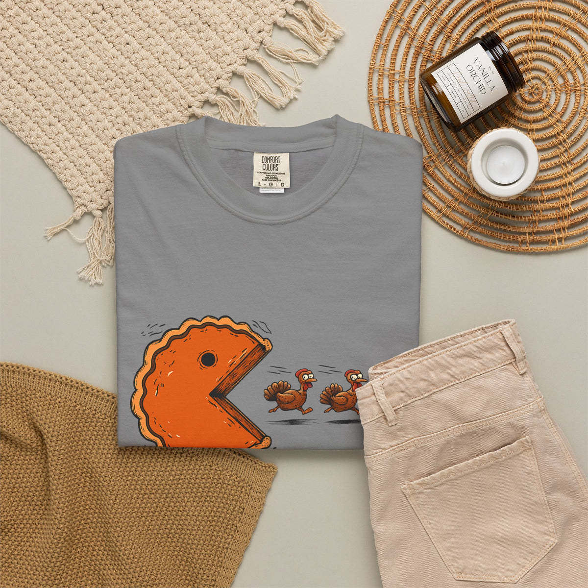 Tee Shirt Thanksgiving Pumpkin Pie Eating Turkey Friends Funny Graphic Tee