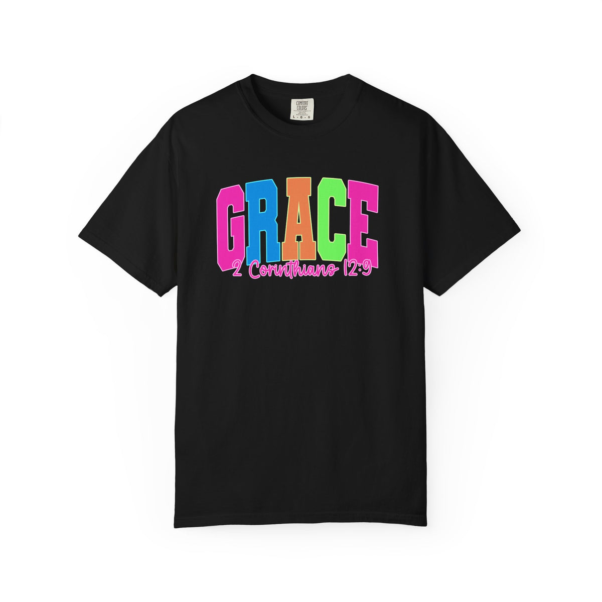 Grace Graphic Comfort Colors T Shirt  2 Corinthians 12 9 Colorblock Faith Tee