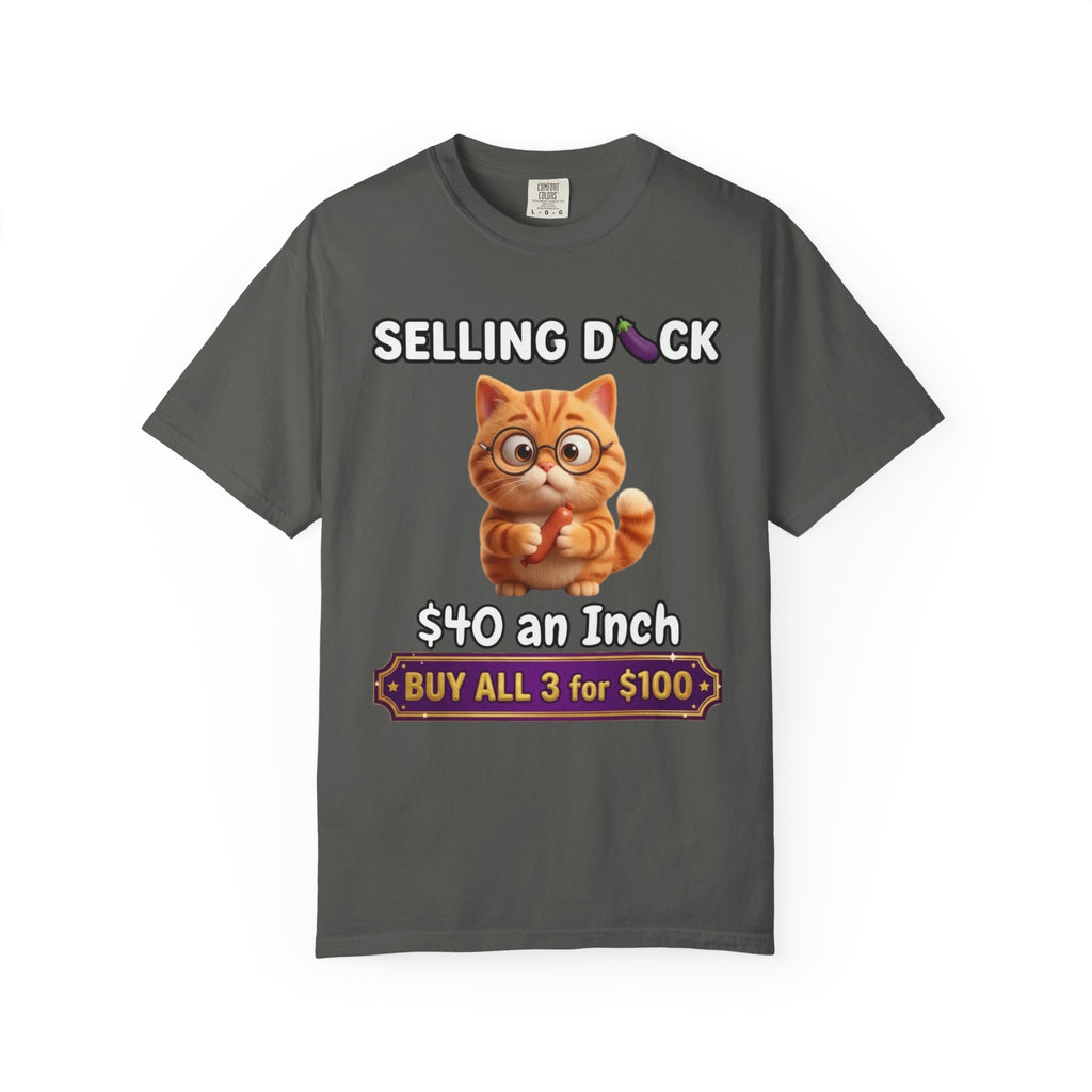 Funny Cat Graphic T-Shirt  Selling D ck Novelty Tee with Cute Kitten 40 an Inch Slogan