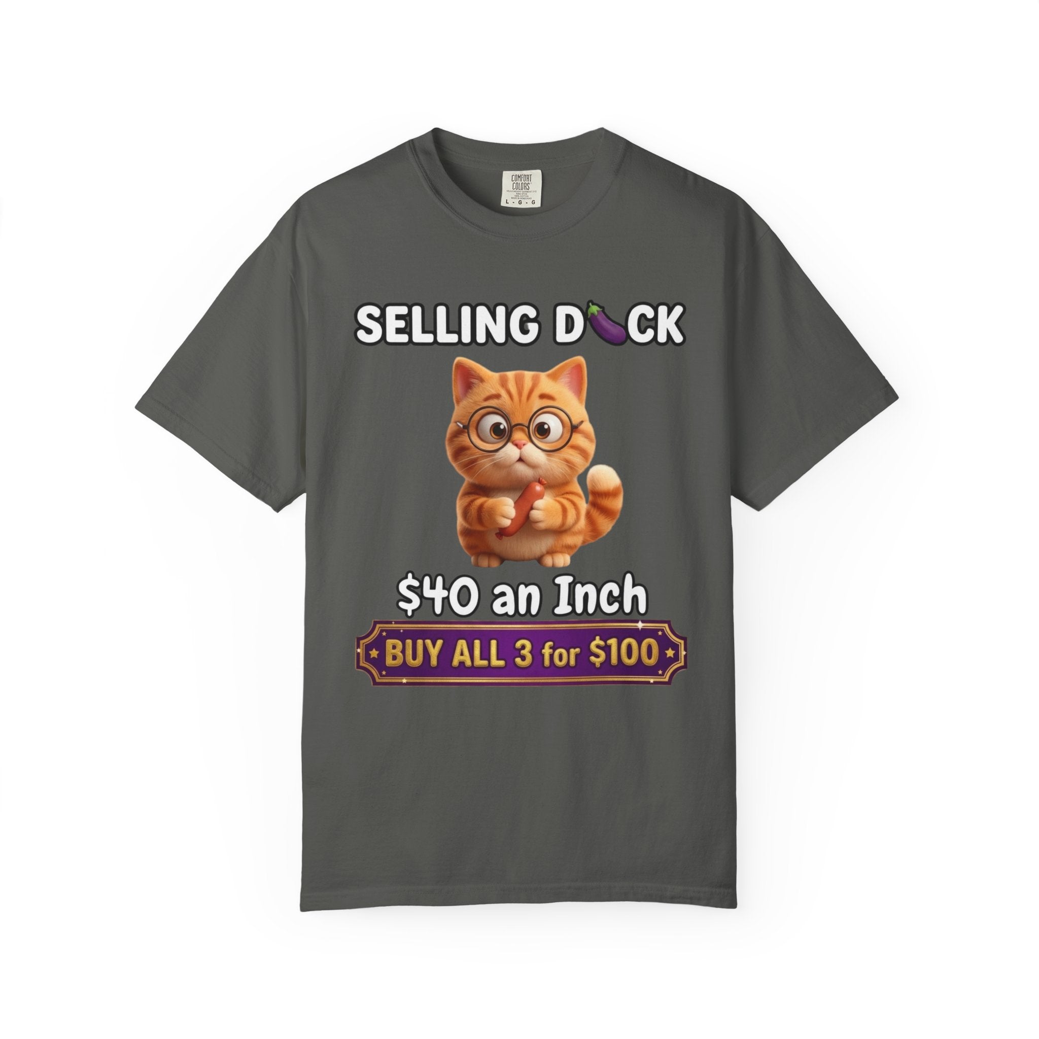 Funny Cat Graphic T-Shirt  Selling D ck Novelty Tee with Cute Kitten 40 an Inch Slogan