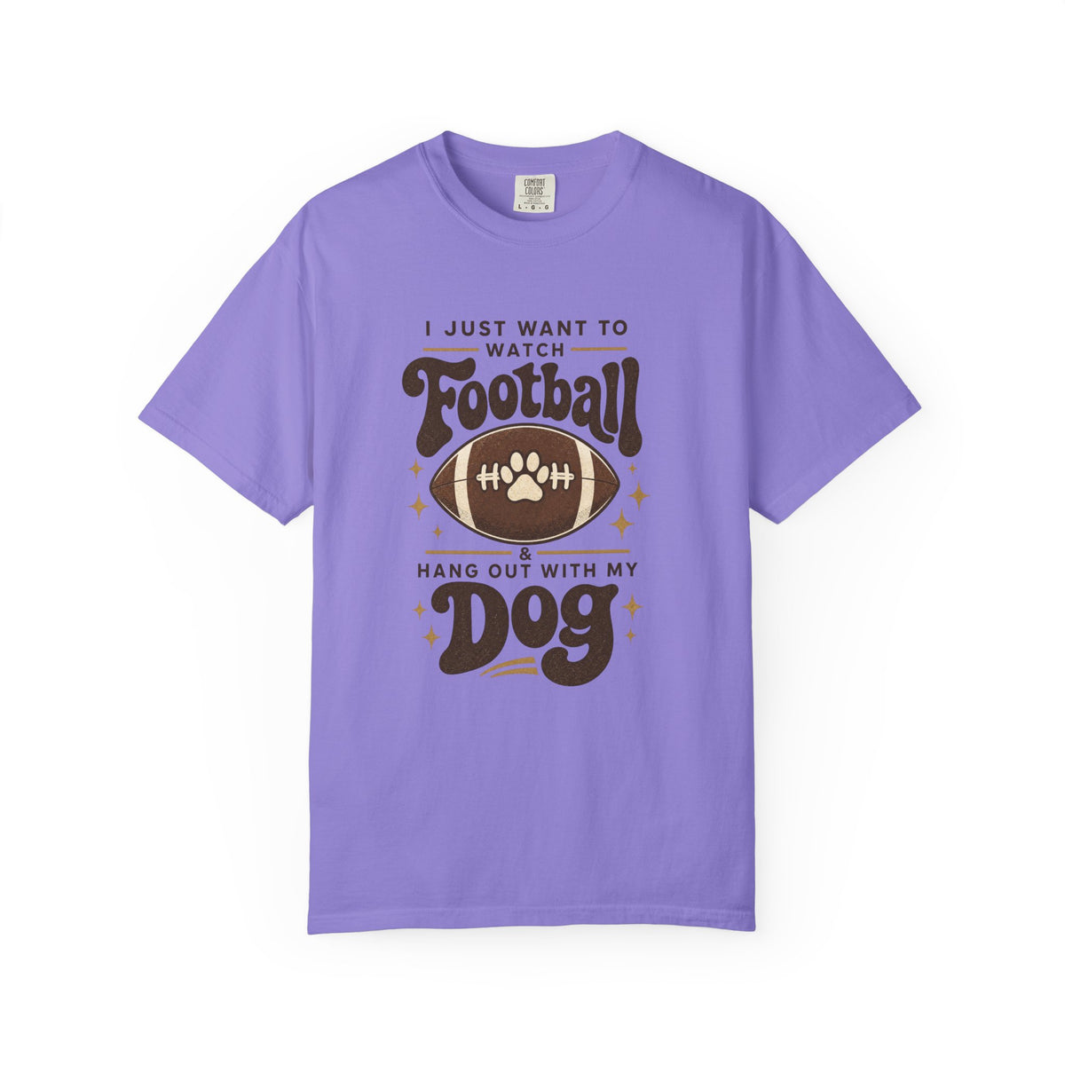 Football and Dog T Shirt I Just Want to Watch Football and Hang Out With My Dog Graphic Tee