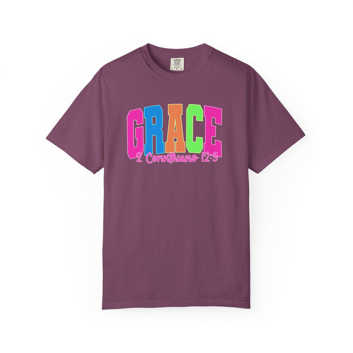 Grace Graphic Comfort Colors T Shirt  2 Corinthians 12 9 Colorblock Faith Tee