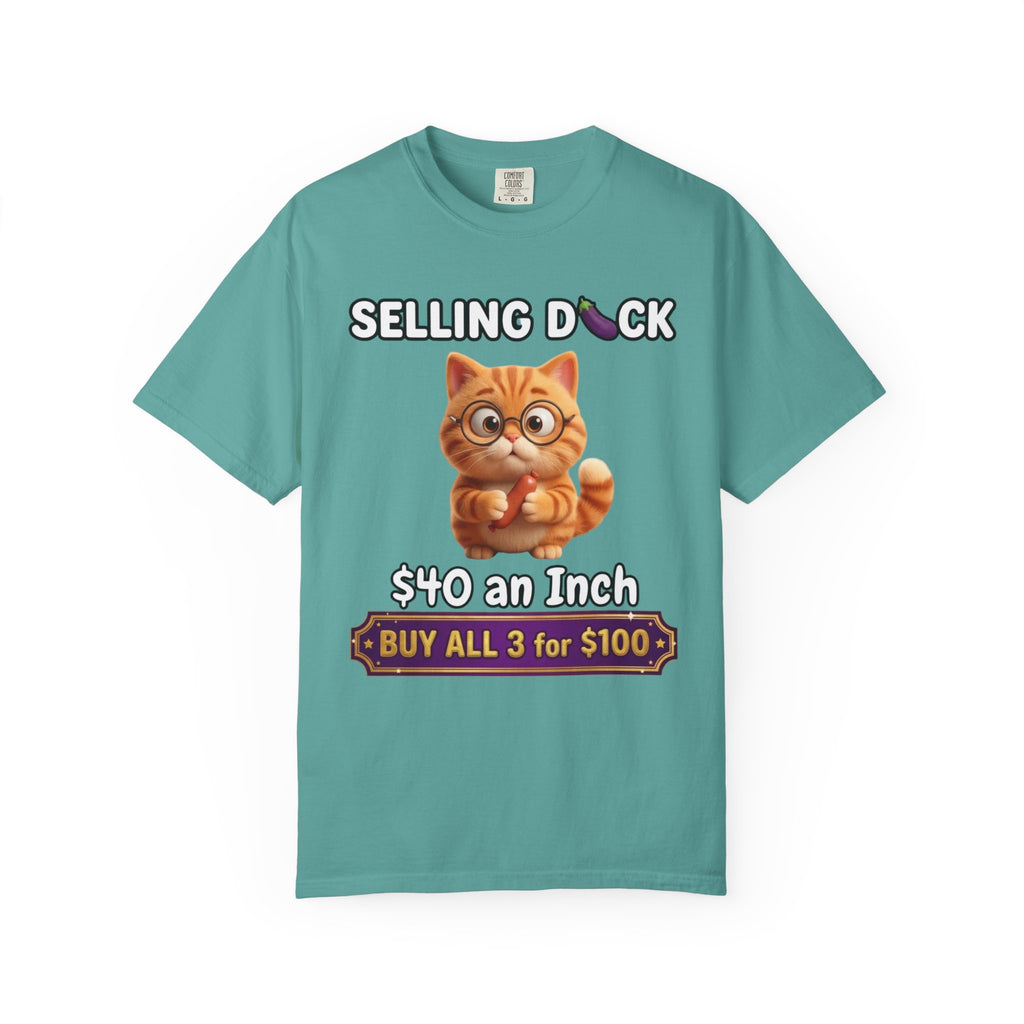 Funny Cat Graphic T-Shirt  Selling D ck Novelty Tee with Cute Kitten 40 an Inch Slogan