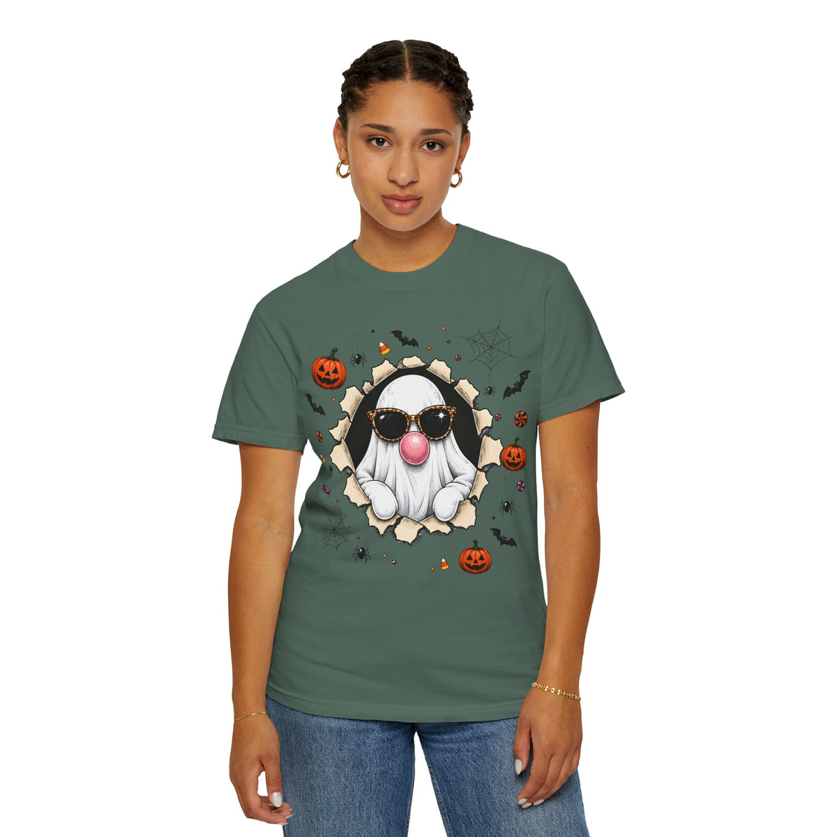 Halloween Gnome T-Shirt Funny Bubblegum Ghost and Leopard Butt Graphic Tee