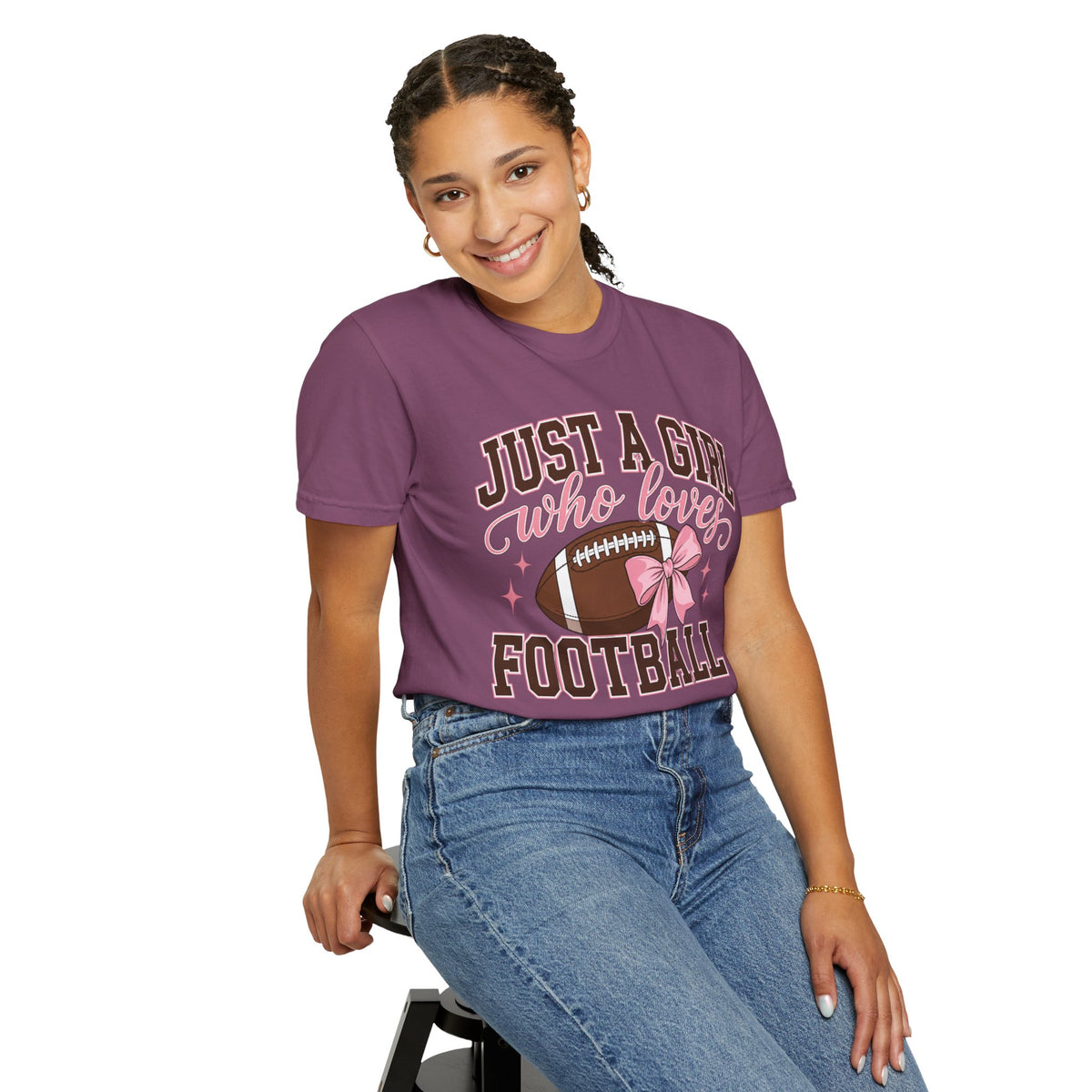 Just A Girl Who Loves Football T Shirt Pink Bow Football Tee