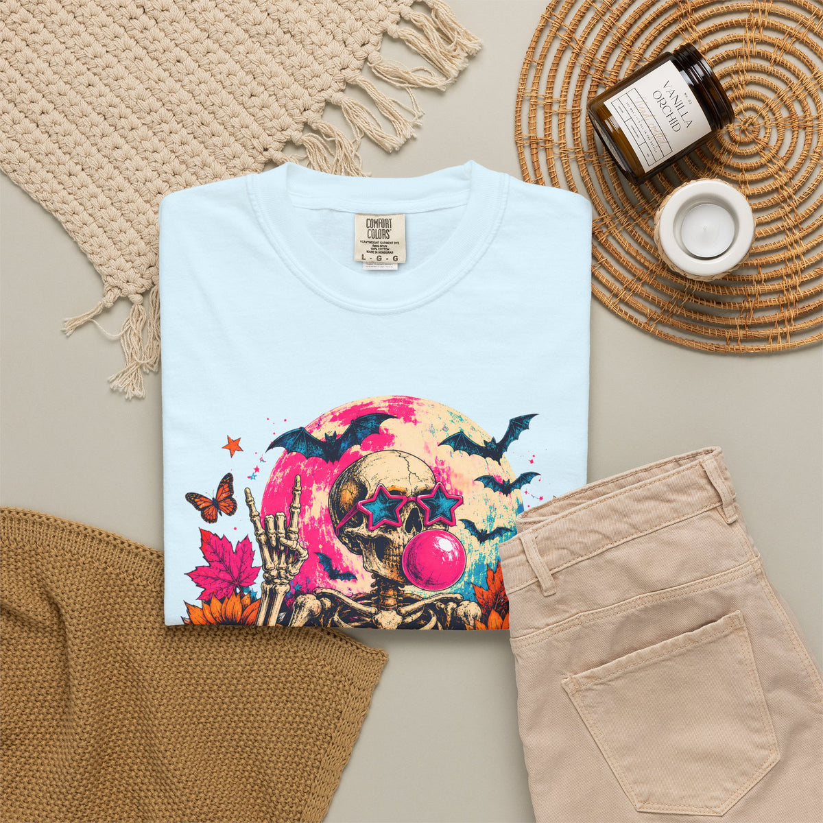 Spooky Season Skull T Shirt Colorful Halloween Skeleton Graphic Tee
