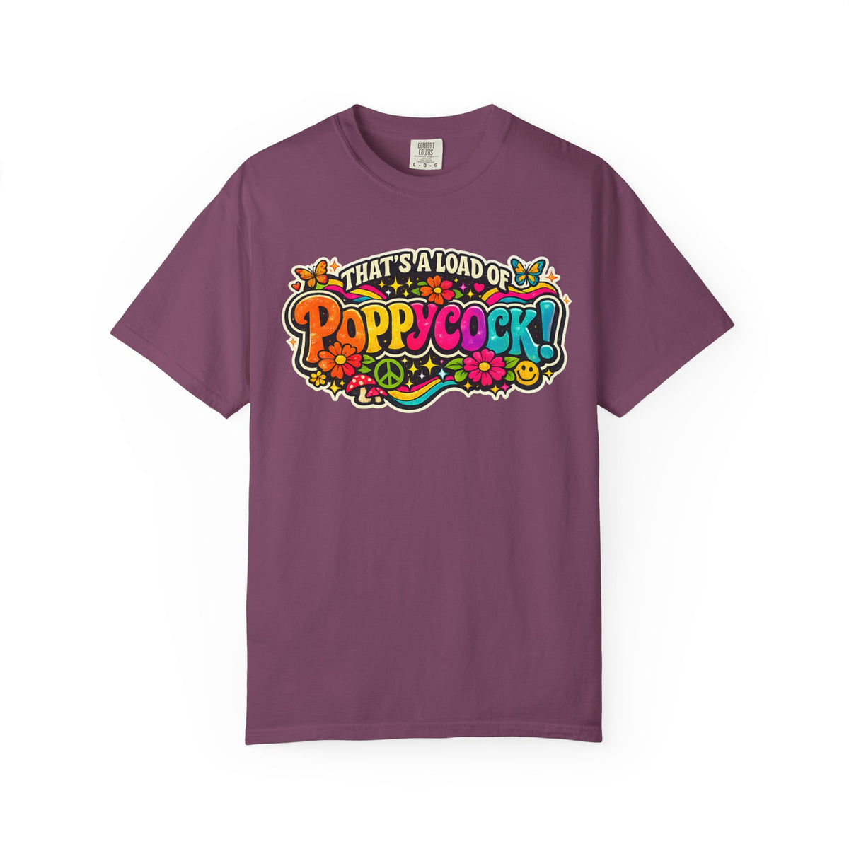 Poppycock Retro Hippie T Shirt  That’s a Load of Poppycock Colorful Vintage Floral Tee