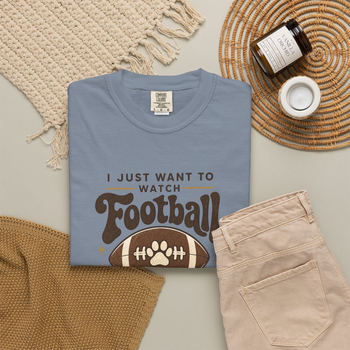 Football and Dog T Shirt I Just Want to Watch Football and Hang Out With My Dog Graphic Tee