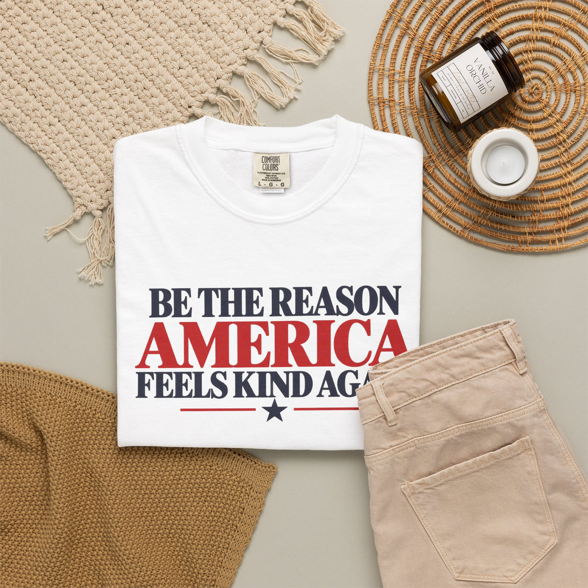 Be the Reason America Feels Kind Again Shirt, Kindness Matters Tee, Patriotic Comfort Colors T-Shirt, Unity Shirt, Positive Message Gift