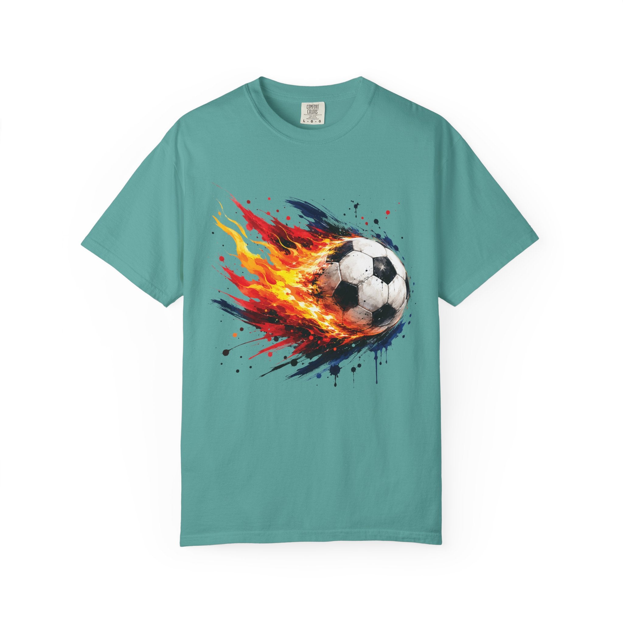 Flaming Soccer Ball T Shirt Fireball Football Graphic Tee