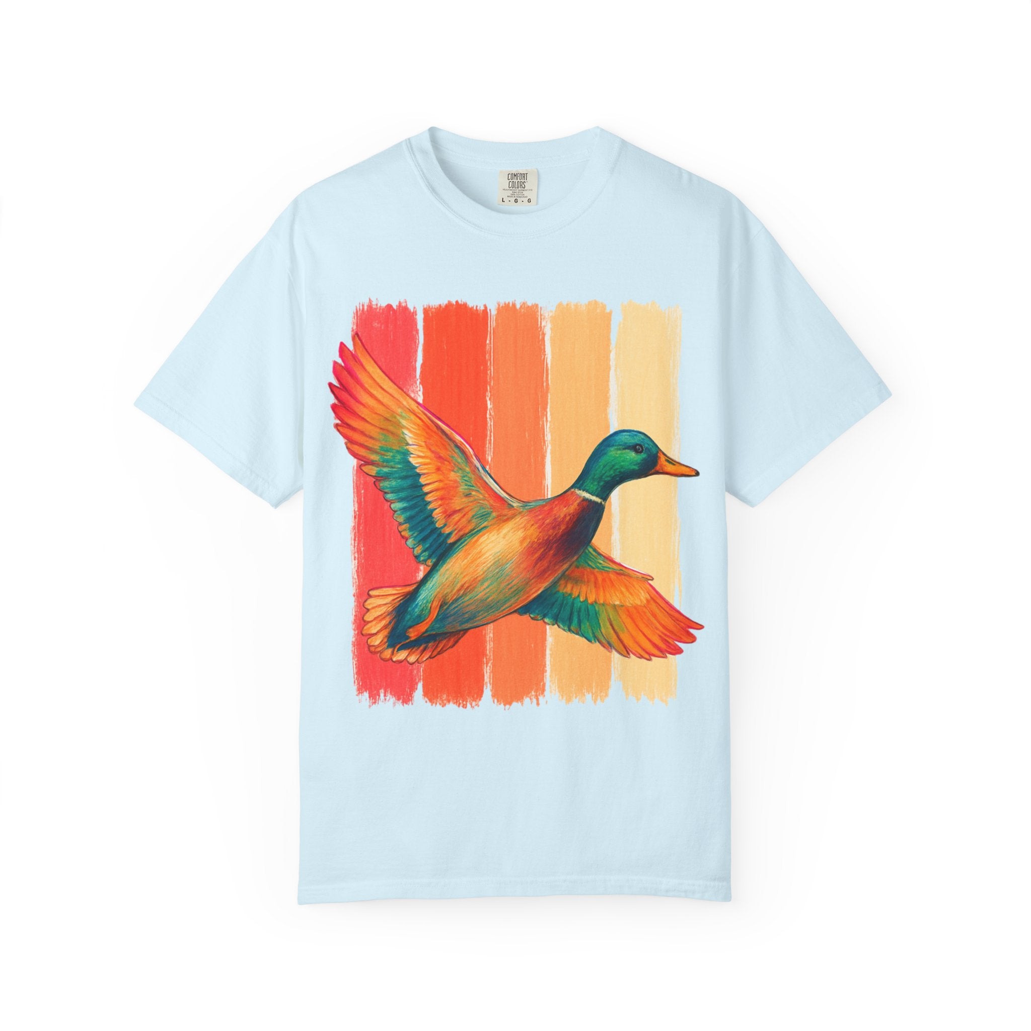 Mallard Duck Graphic T Shirt Vintage Sunset Stripes