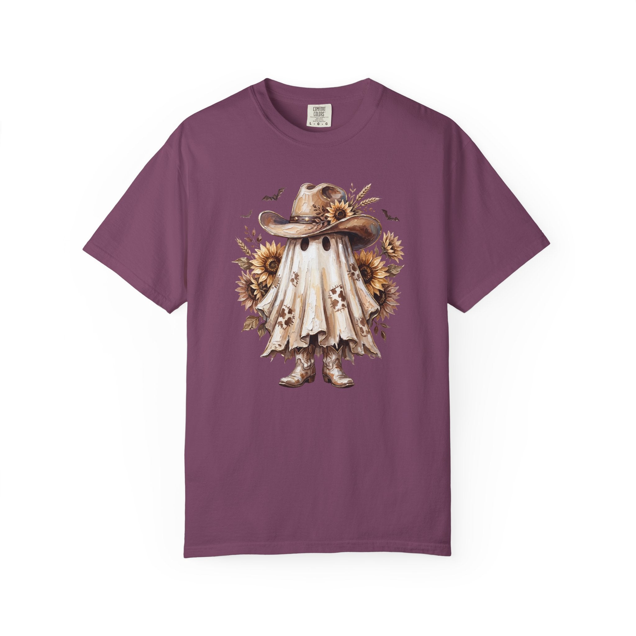 Ghost Cowboy T Shirt Cute Sunflower Halloween Tee