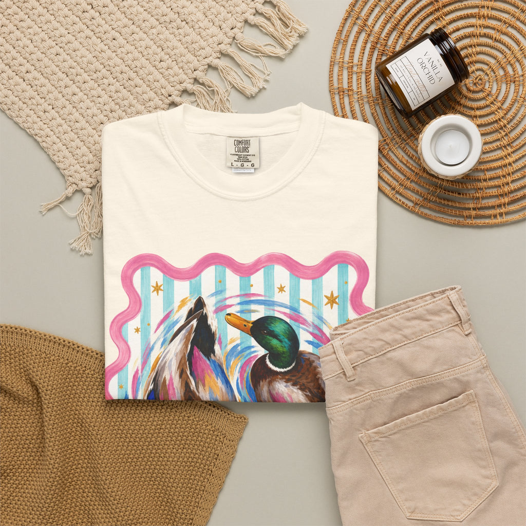 Mallard Duck Art T Shirt Colorful Paired Ducks Graphic Tee