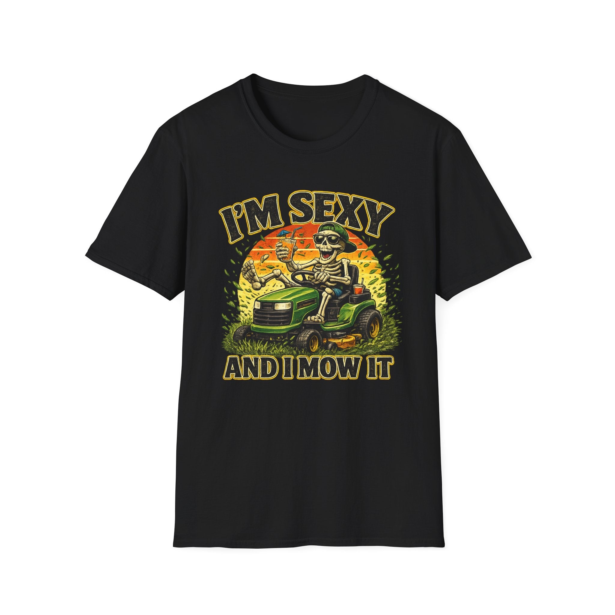 T-Shirt I'm Sexy and I Mow It Funny Skeleton Lawn Mower Tee