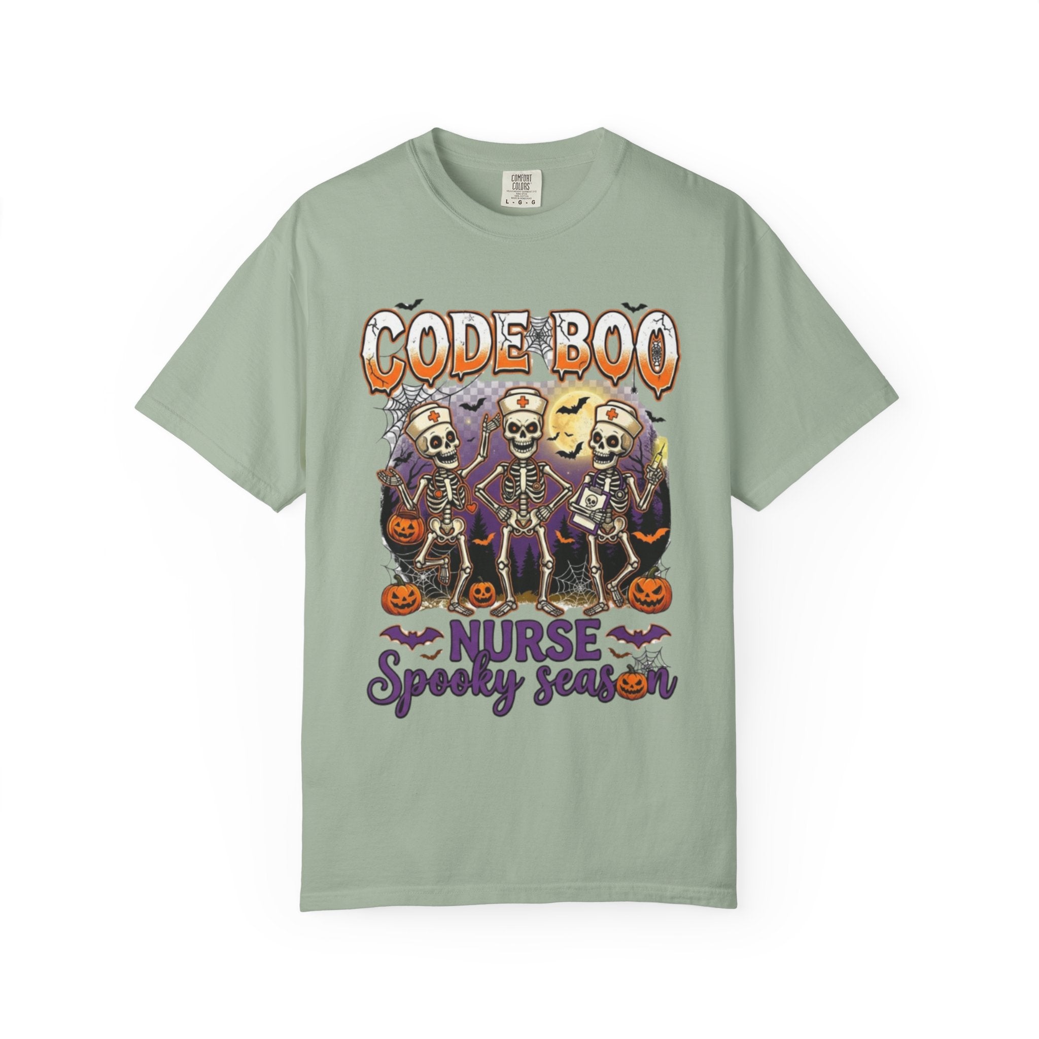 Nurse Code Boo Halloween T‑Shirt Spooky Season Skeletons
