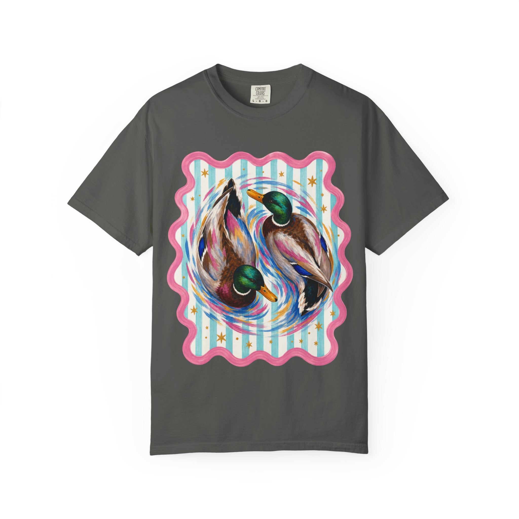 Mallard Duck Art T Shirt Colorful Paired Ducks Graphic Tee