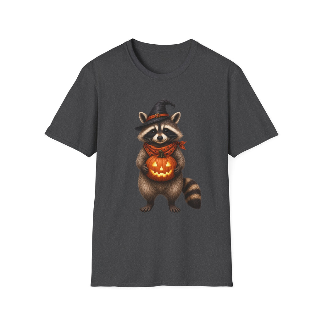 Raccoon Witch Halloween T Shirt Cute Pumpkin Trick-or-Treat Tee