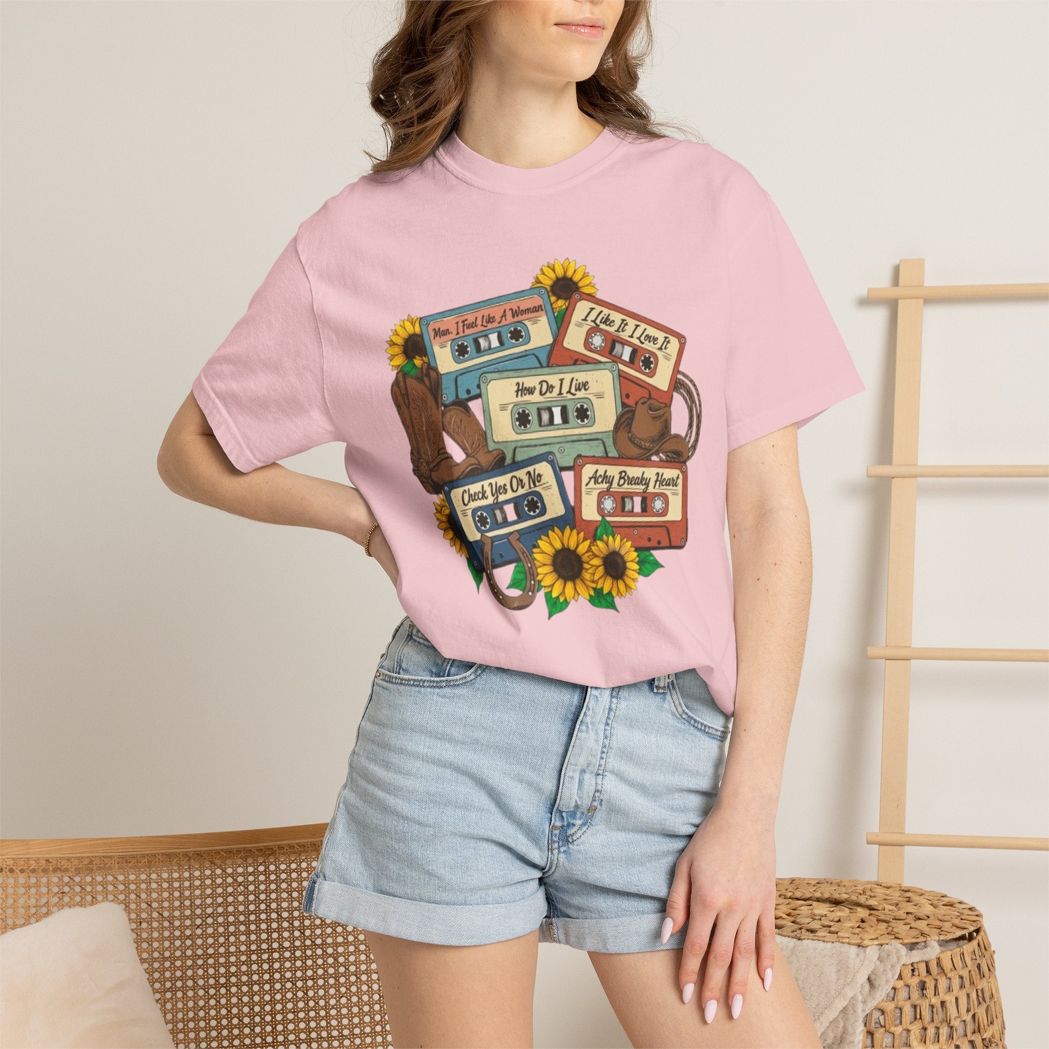 Cassette Mix T Shirt Retro Sunflower Tape Design