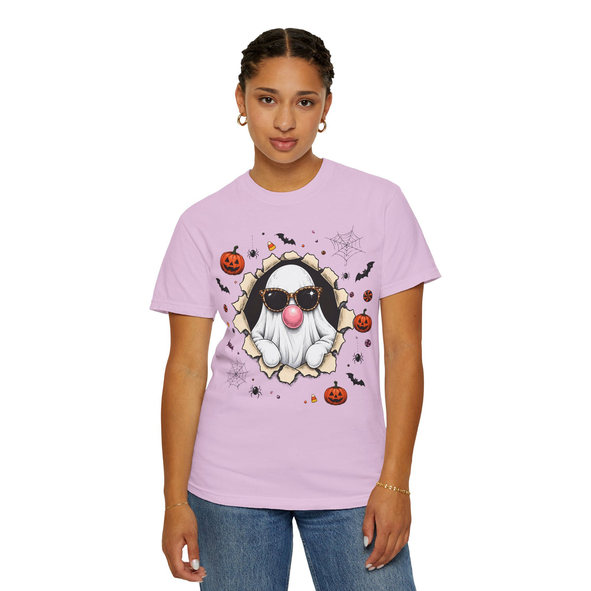Halloween Gnome T-Shirt Funny Bubblegum Ghost and Leopard Butt Graphic Tee