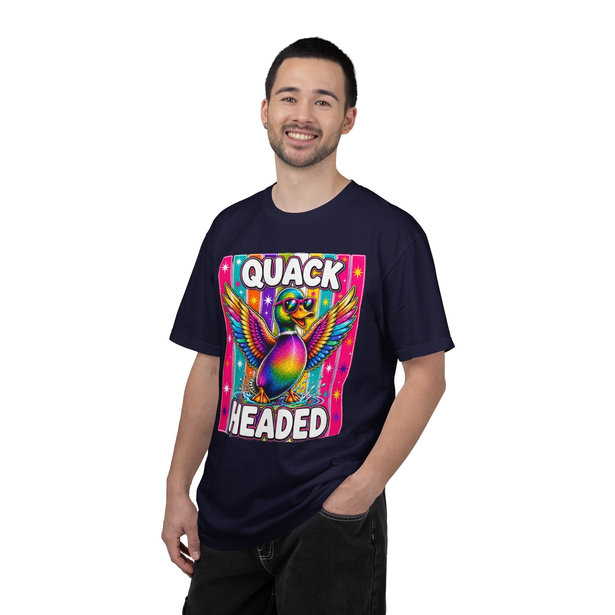 Quack Headed Duck T Shirt Vibrant Retro Rainbow Duck Graphic Tee