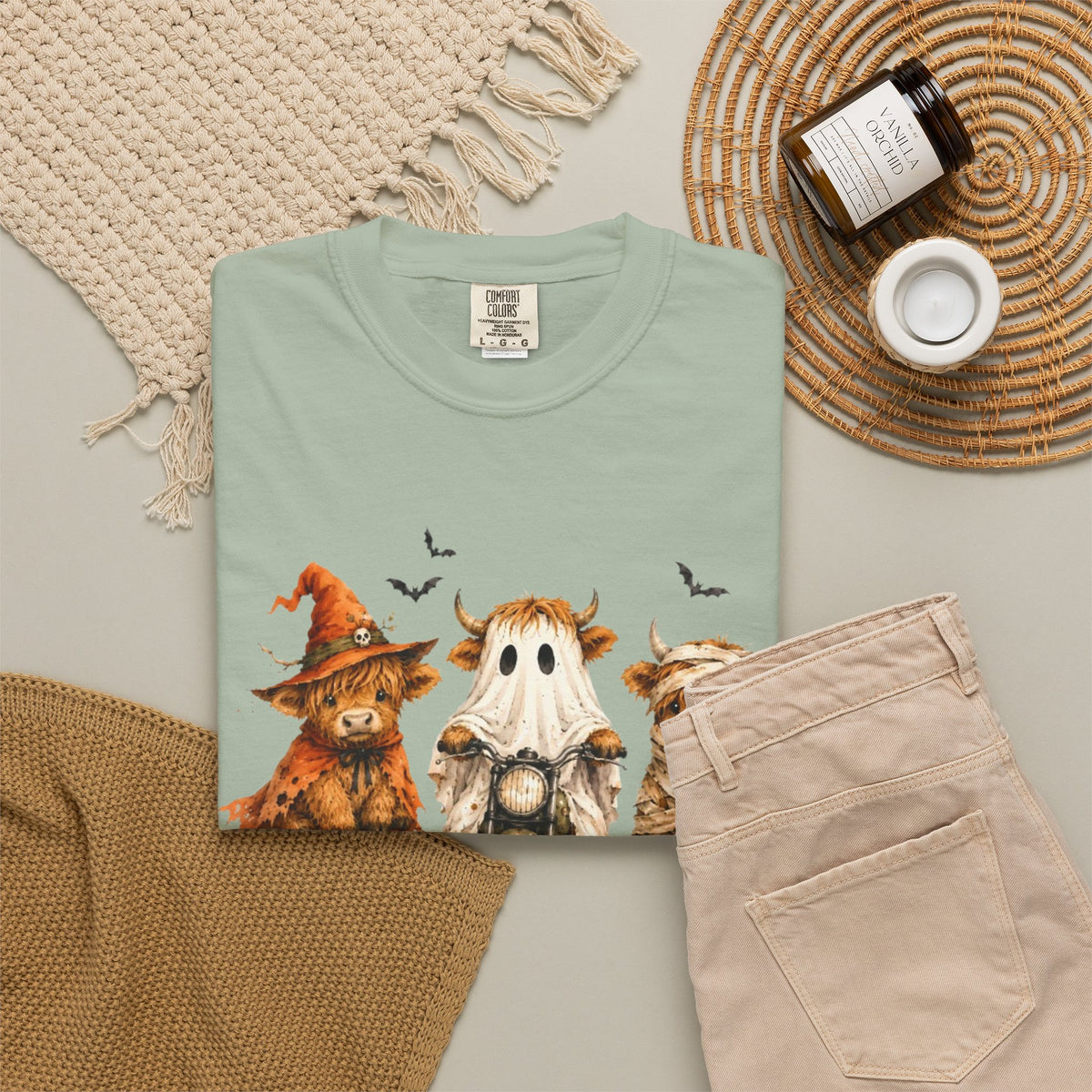 Halloween Pumpkin Cat Ghost T Shirt Cute Spooky Trio Tee