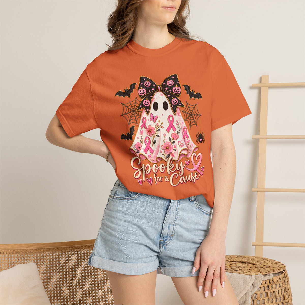Pink Ribbon Ghost T shirt | Halloween Breast Cancer Awareness